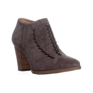 Franco Sarto Dimona Woven Suede Ankle Block Heel Bootie Sz 7.5